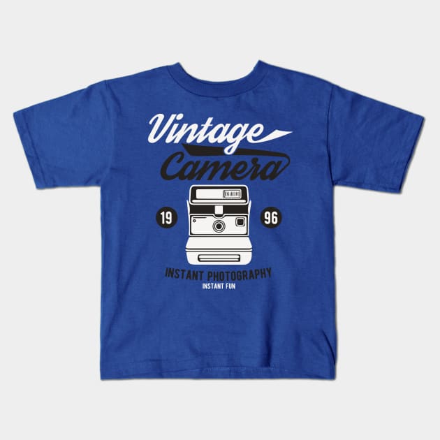 Vintage Instant Photography Camera Kids T-Shirt by JakeRhodes